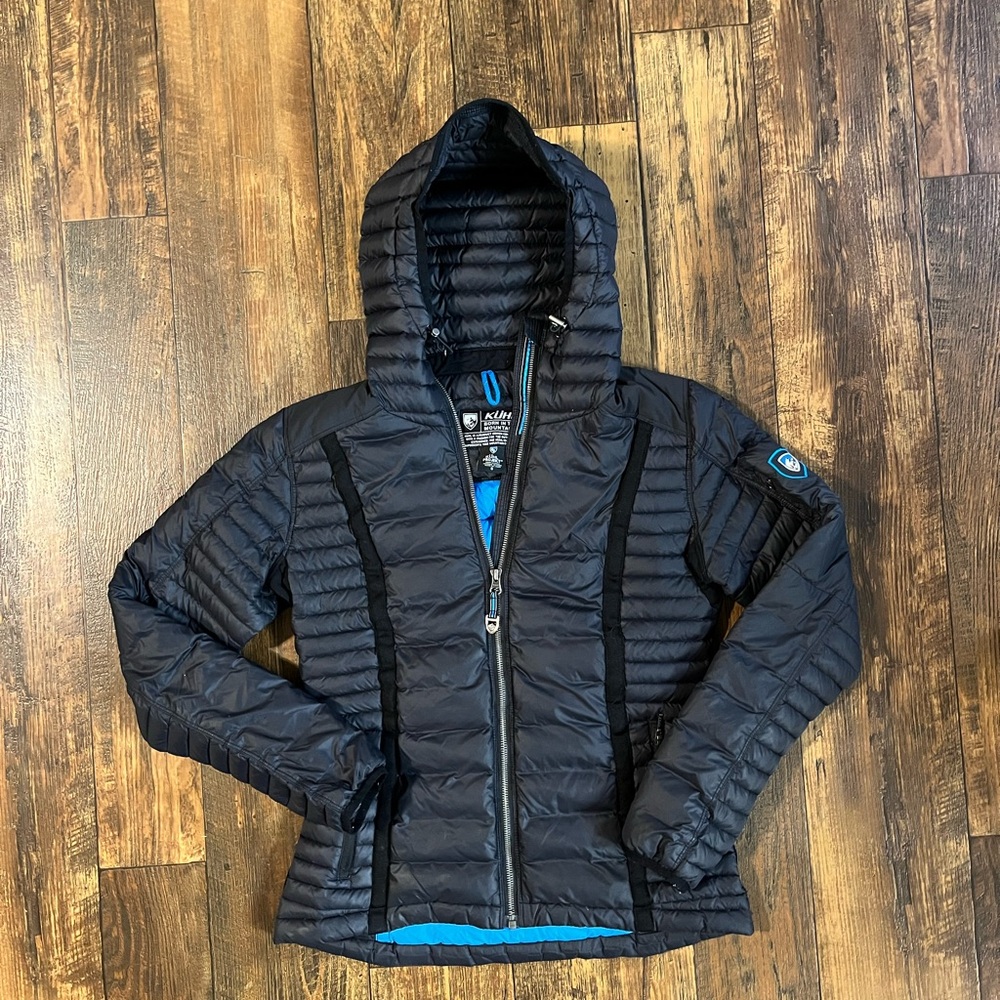 Kuhl Jacket Womens Black Puffer Goose Down Hoodie Projekt Spyfire